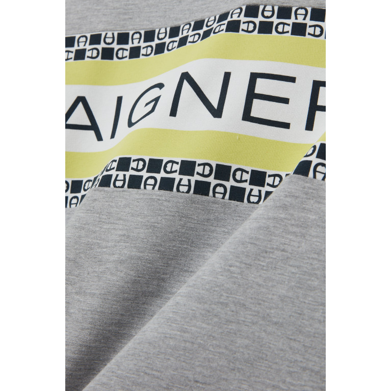 AIGNER - Tricolour Contrast Logo Sweatshirt in Cotton Grey