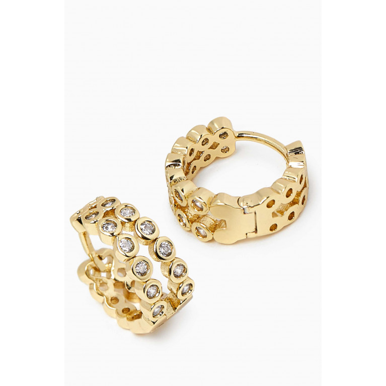 CZ by Kenneth Jay Lane - Double Huggies in Gold-plated Brass