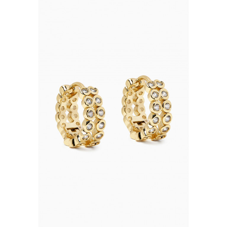 CZ by Kenneth Jay Lane - Double Huggies in Gold-plated Brass