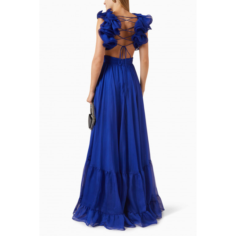 Mac Duggal - Ruffle Tiered Gown in Chiffon Blue