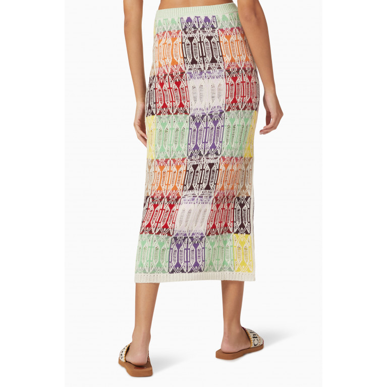 Chloé - Art Deco Jacquard Midi Skirt in Recycled Cashmere & Wool Knit