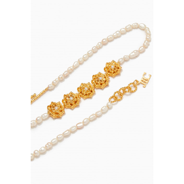 Joanna Laura Constantine - Twisted Wire Pearl Choker in 18kt Gold-plated Brass