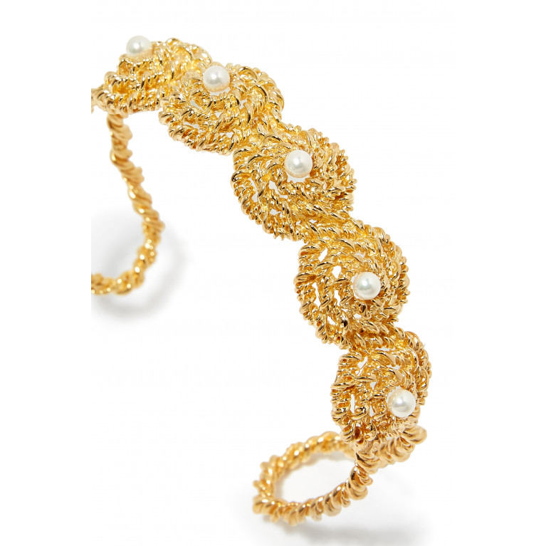 Joanna Laura Constantine - Twisted Wire Pearl Bangle in 18kt Gold-plated Brass