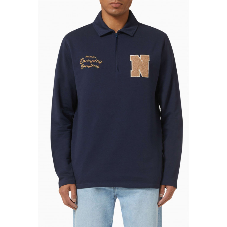 NASS - Varsity Zip-Through Sweatshirt in Cotton Blue