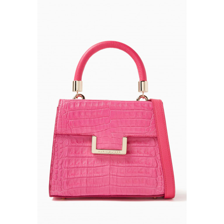 Maria Oliver - Michelle Mini Top Handle Bag in Crocodile Leather Pink