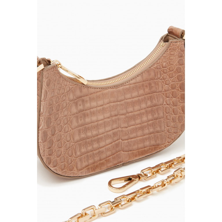 Maria Oliver - Mia Small Shoulder Bag in Crocodile Leather Brown