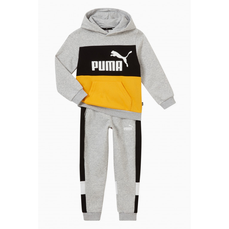 Puma - Essentials Colour-block Logo Sweatpants in Recycled Cotton-blend