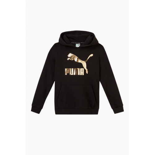 Puma - Classics Foil-logo Print Hoodie in Cotton