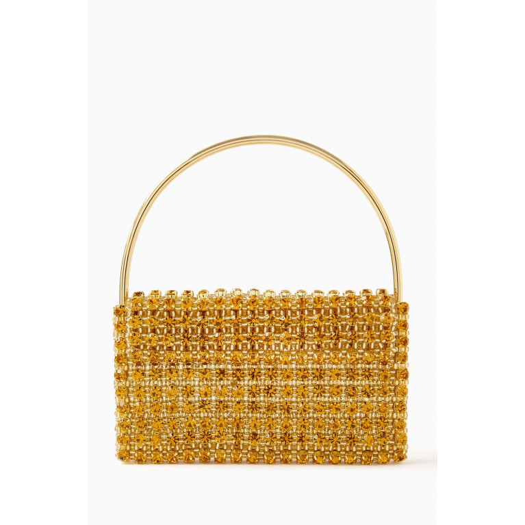 VANINA - Les Nuances Baguette Bag in Crystals & Glass Beads Yellow