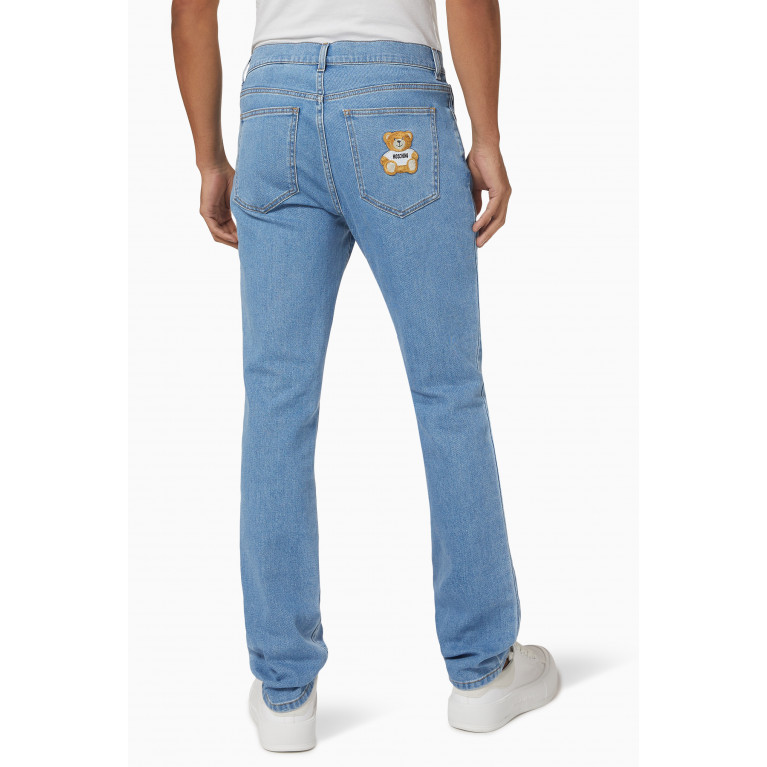 Moschino - Teddy Logo Jeans in Cotton Denim