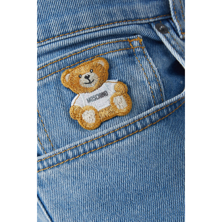 Moschino - Teddy Logo Jeans in Cotton Denim