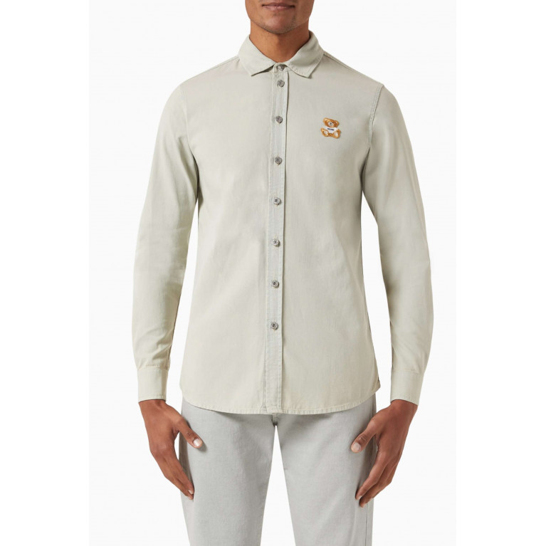 Moschino - Teddy Patch Shirt in Cotton Grey