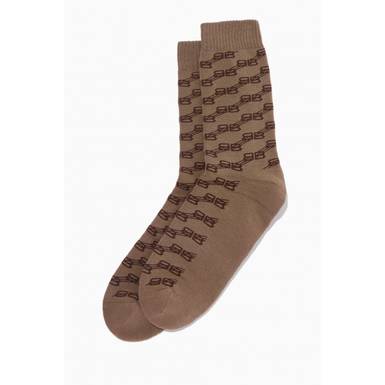 Balenciaga - Balenciaga - BB Monogram Tennis Socks in Cotton Knit