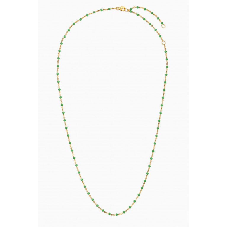 Awe Inspired - Beaded Enamel Necklace in 14kt Yellow Gold Vermeil Green
