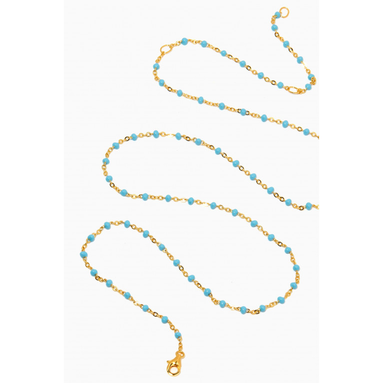 Awe Inspired - Beaded Enamel Necklace in 14kt Yellow Gold Vermeil Blue