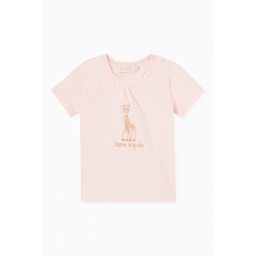 Sophie La Girafe - Logo Print T-Shirt in Jersey Pink