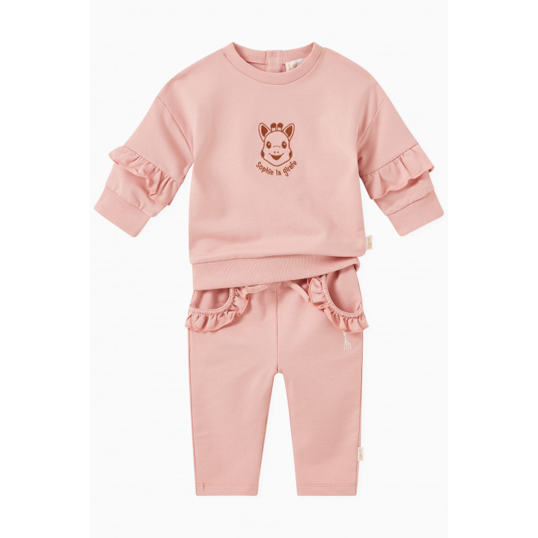 Sophie La Girafe - Ruffle Sleeve Sweatshirt in Organic Cotton Pink