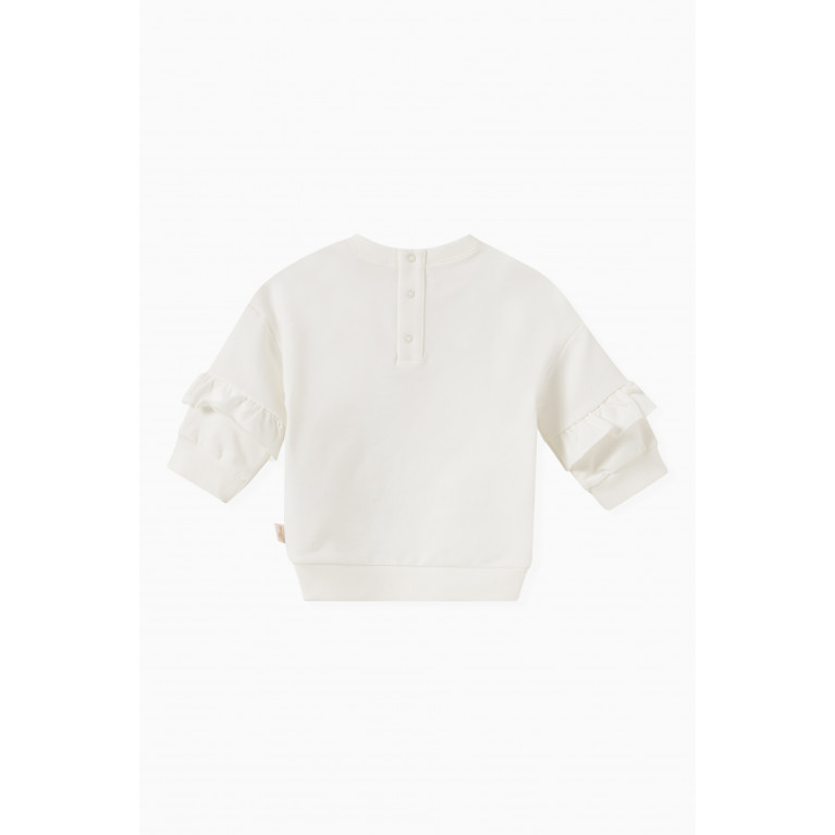Sophie La Girafe - Ruffle Sleeve Sweatshirt in Organic Cotton White