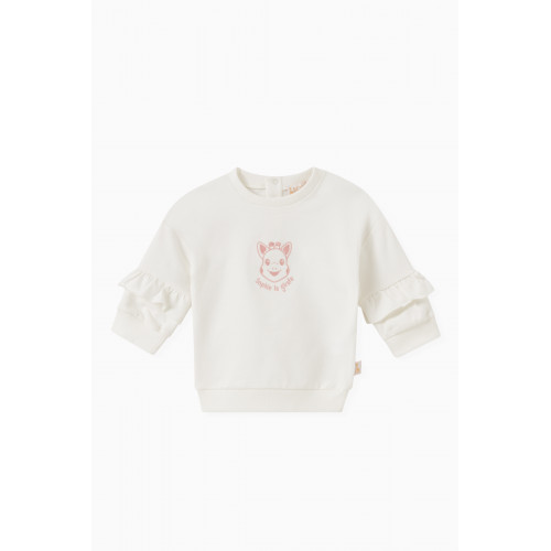 Sophie La Girafe - Ruffle Sleeve Sweatshirt in Organic Cotton White