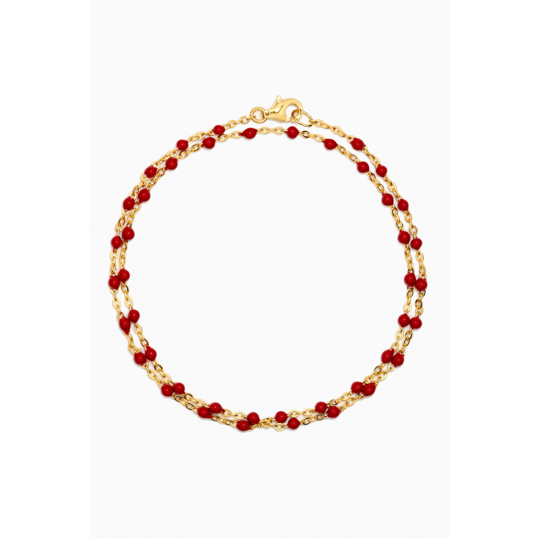 Awe Inspired - Beaded Enamel Bracelet in 14kt Yellow Gold Vermeil Red