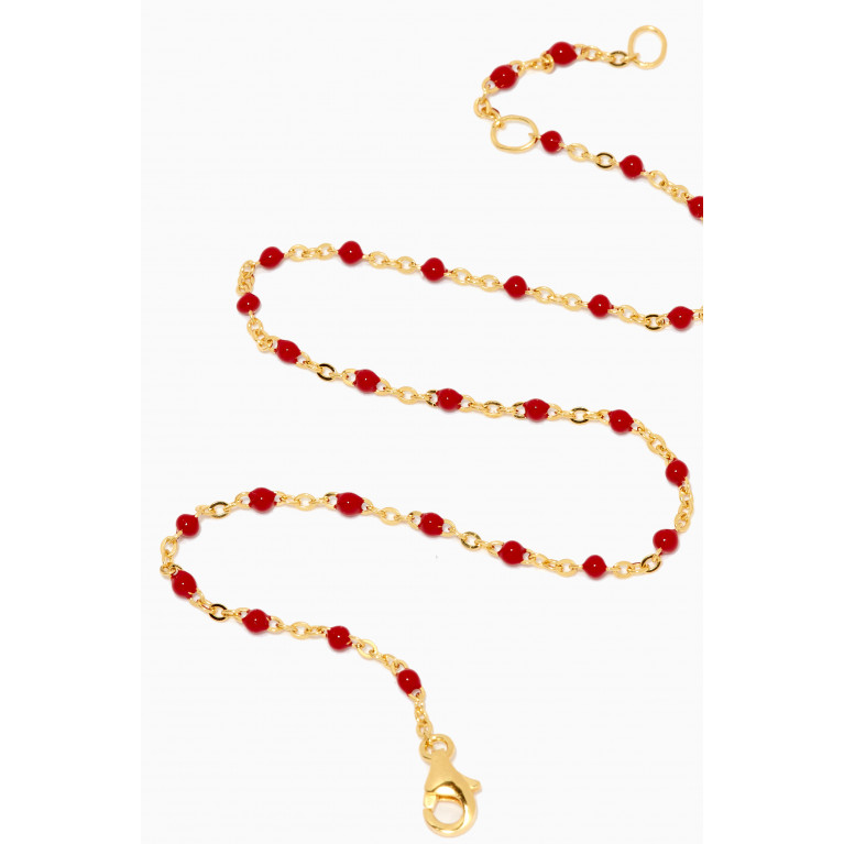 Awe Inspired - Beaded Enamel Anklet in 14kt Yellow Gold Vermeil Red