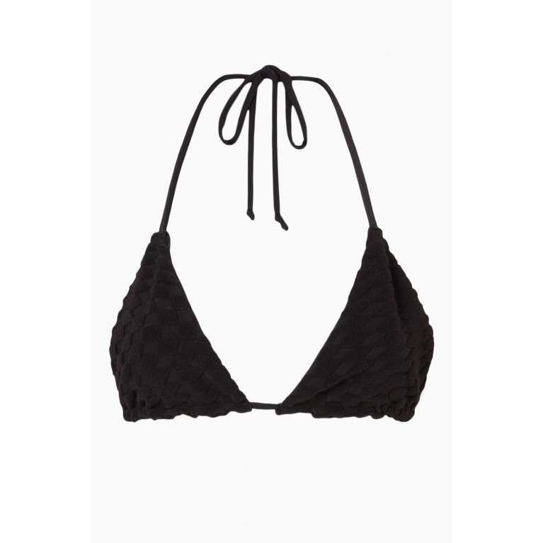 Good American - Tiny Ties Bikini Top in Terry Jacquard Black