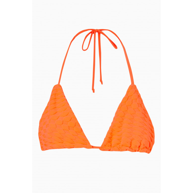 Good American - Tiny Ties Bikini Top in Terry Jacquard Orange