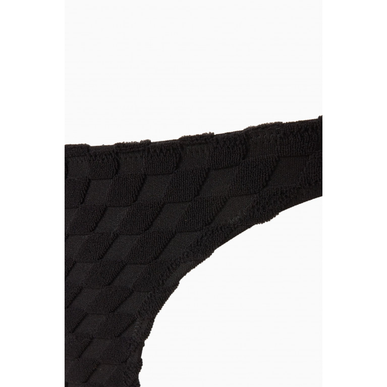 Good American - Jacquard Better Bikini Briefs in Terry Woven Fabric Black