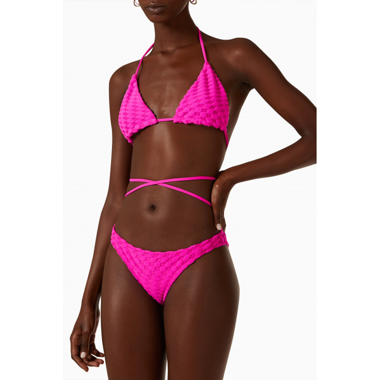 Good American - Jacquard Better Bikini Briefs in Terry Woven Fabric Pink