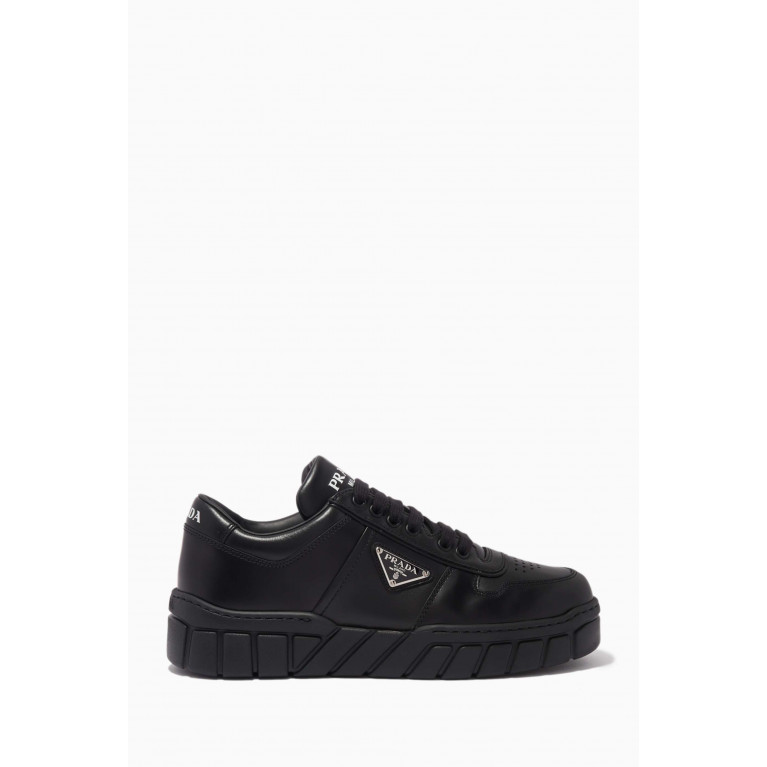 Prada - Triangle Logo Sneakers in Leather Black
