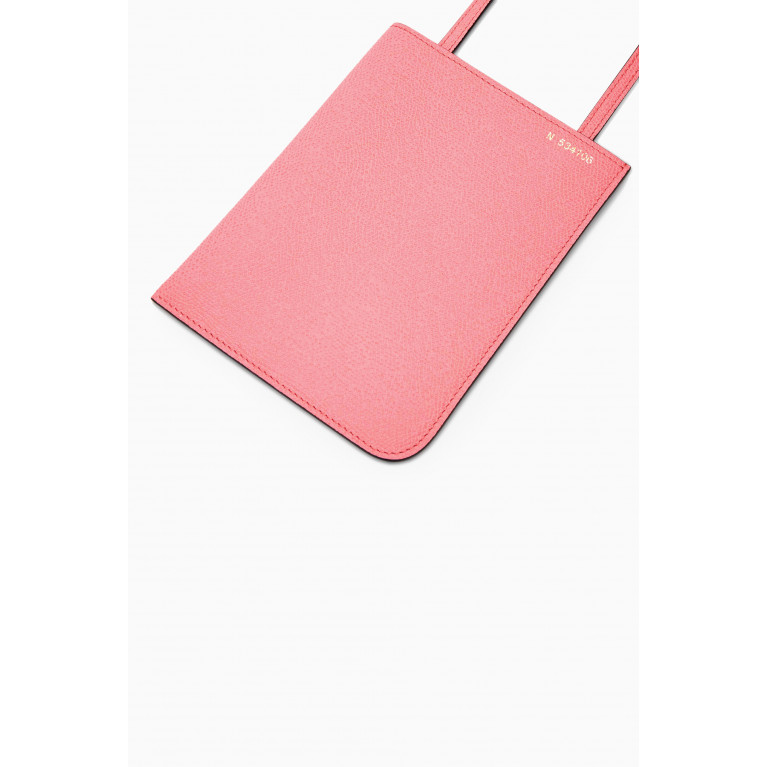 Valextra - Crossbody Soft Document Holder in Millepunte Leather Pink