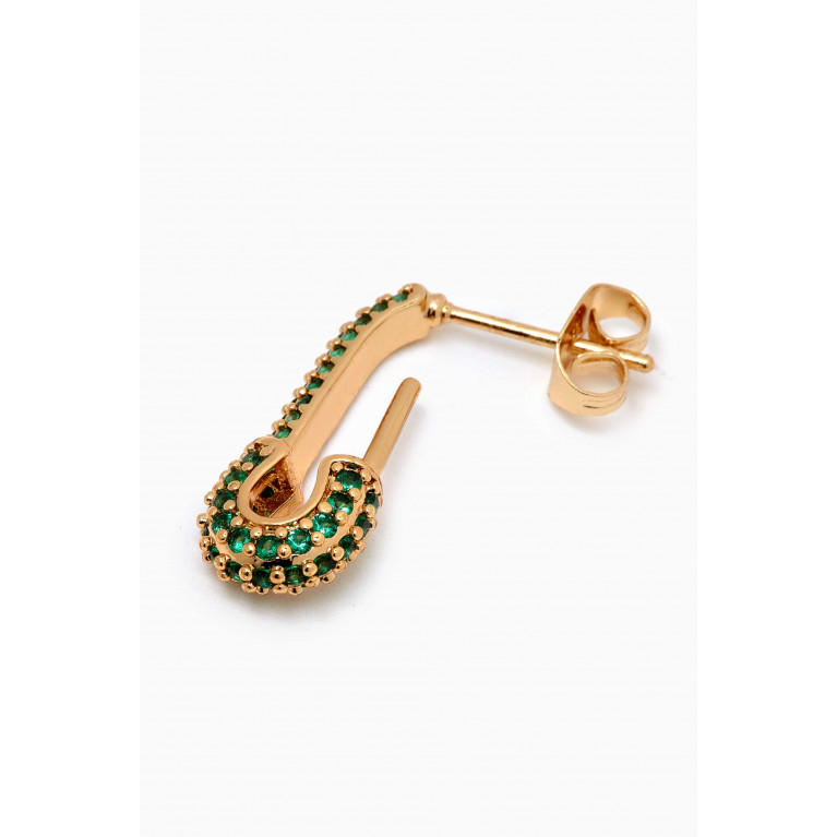 Crystal Haze - Pin Up Single Earring in 18kt Gold-plated Brass Green