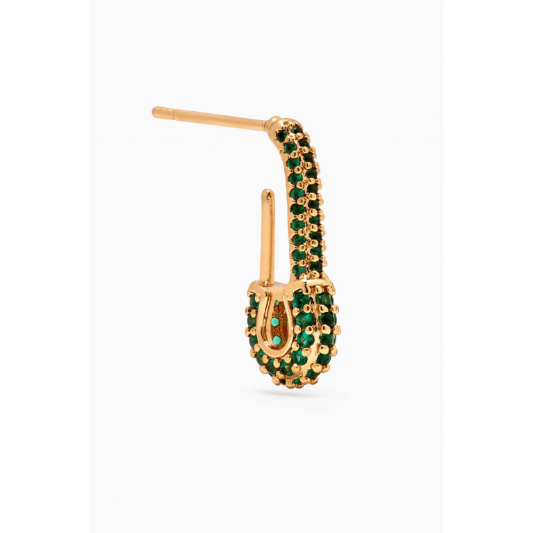 Crystal Haze - Pin Up Single Earring in 18kt Gold-plated Brass Green