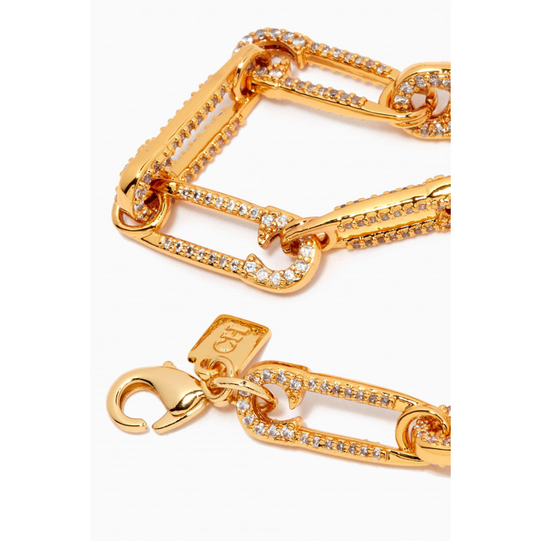 Crystal Haze - Locked Pin Chain Bracelet in 18kt Gold-plated Brass