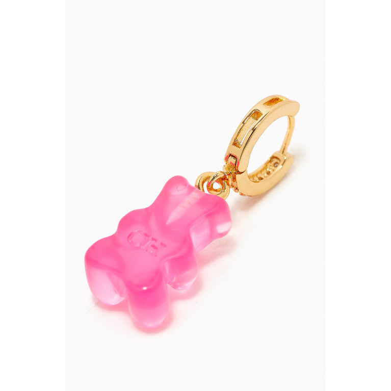 Crystal Haze - Nostalgia Bear Single Earring in 18kt Gold Plating & Resin Pink