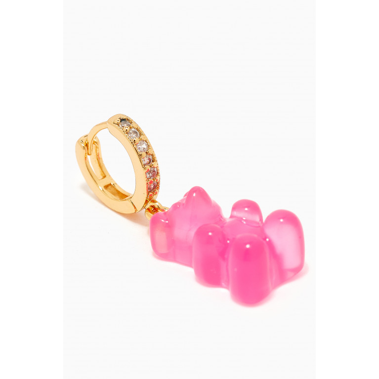 Crystal Haze - Nostalgia Bear Single Earring in 18kt Gold Plating & Resin Pink