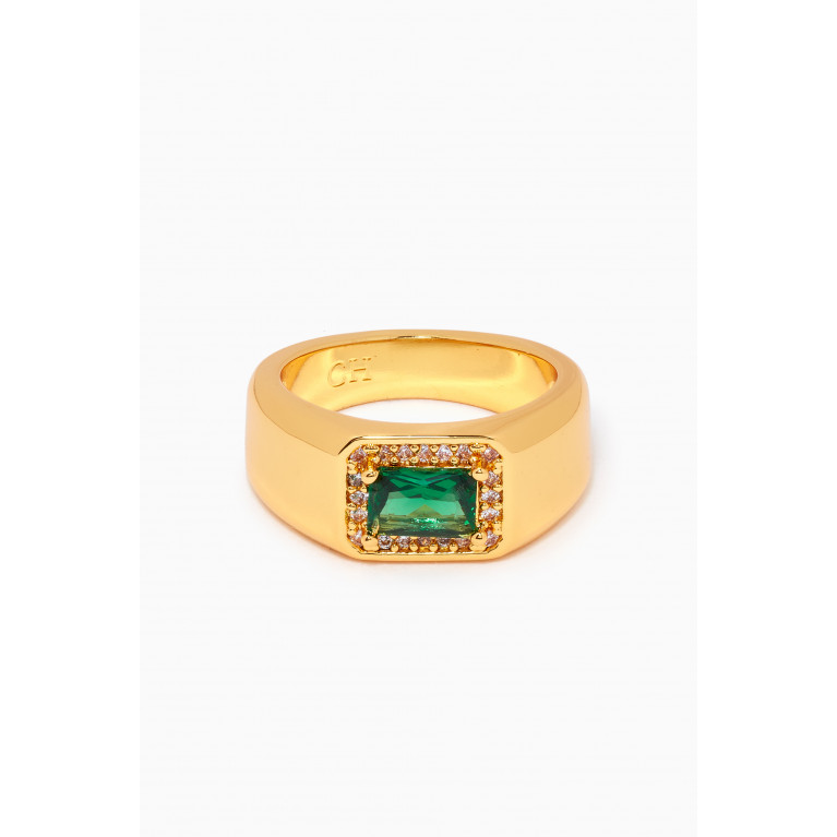 Crystal Haze - Lady Boss Pinky Ring in 18kt Gold-plated Brass Green