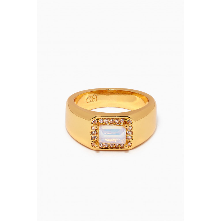 Crystal Haze - Lady Boss Pinky Ring in 18kt Gold-plated Brass Pink