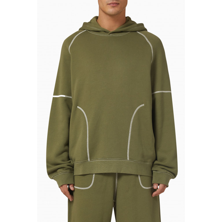 Ninety Percent - Contrast Stitch Hoodie in Organic Cotton Green