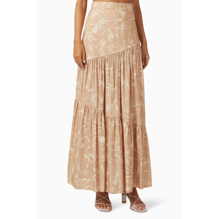 Significant Other - Carina Maxi Skirt in Linen & Viscose Brown