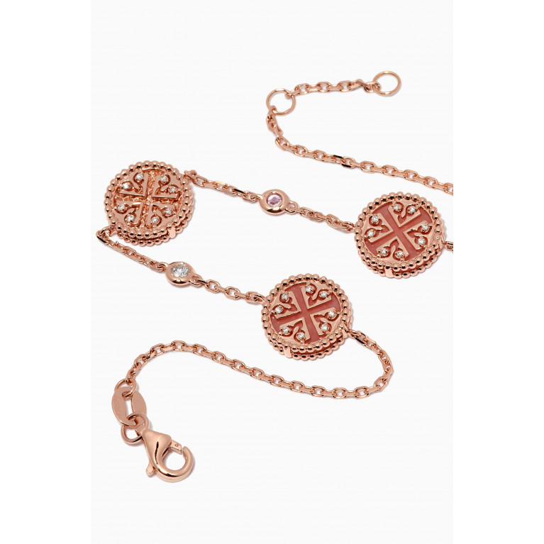 Damas - Lace Triple Medallion Opal & Diamond Bracelet in 18K Rose Gold