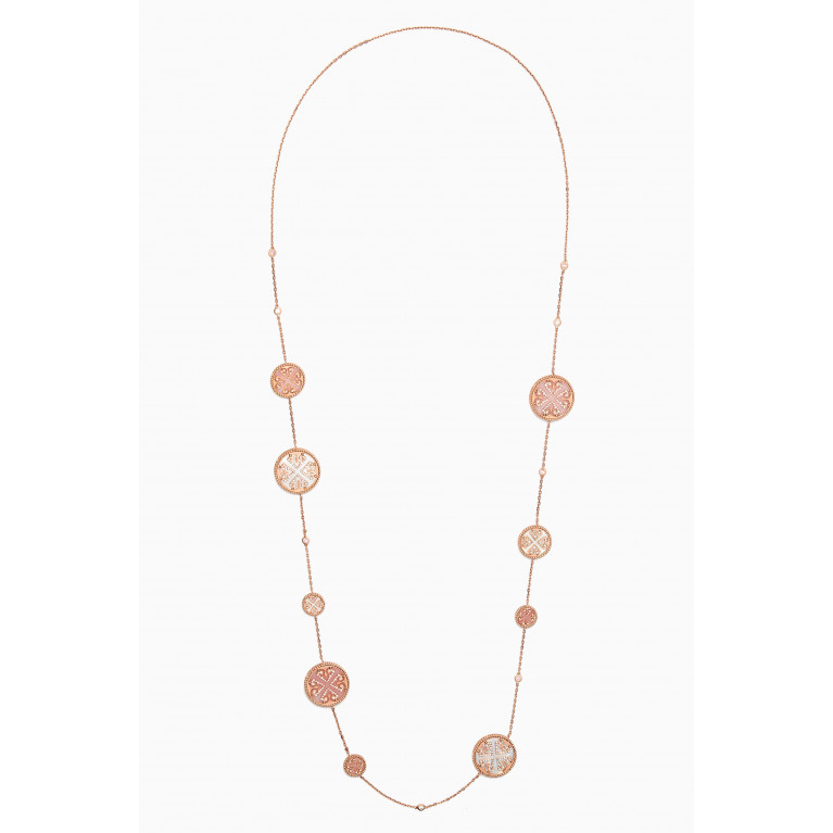 Damas - Lace Medallion Opal & Mother of Pearl Necklace in 18kt Rose Gold