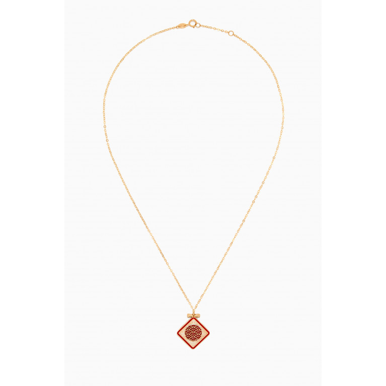 Damas - Amelia Tokyo Rhombus Double Sided T Bar Necklace in 18kt Yellow Gold