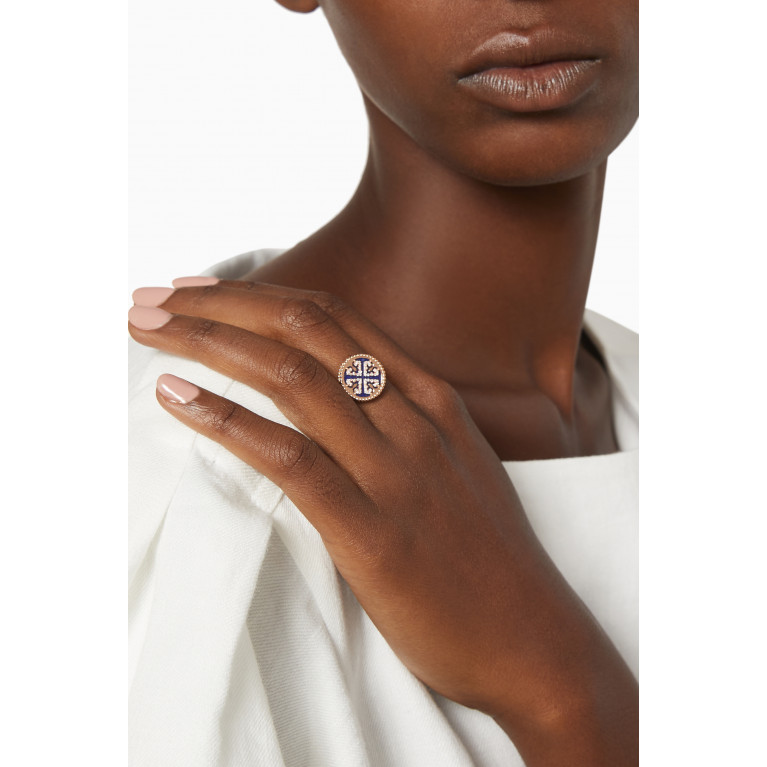 Damas - Lace Lapiz Lazuli Diamond Ring in 18kt Rose Gold