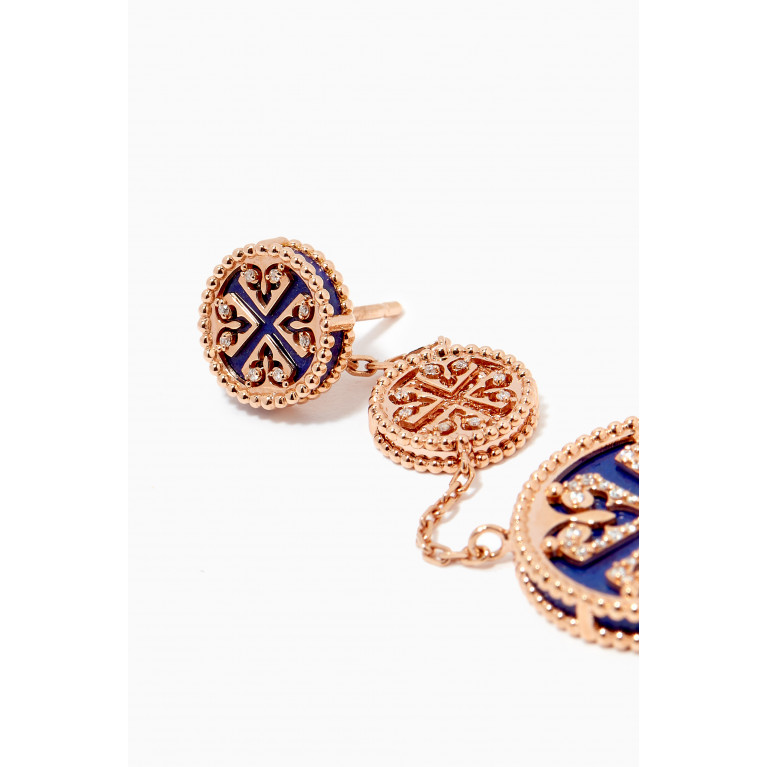 Damas - Lace Lapiz Lazuli Diamond Earrings in 18kt Rose Gold