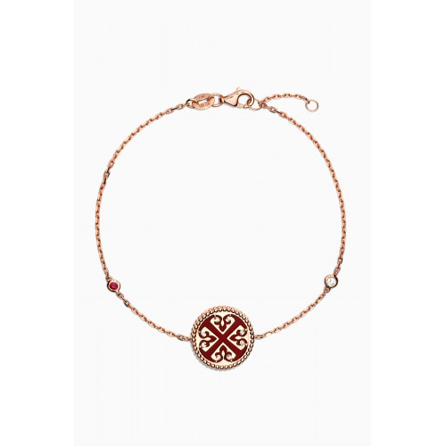 Damas - Lace Medallion Red Carnelian & Diamond Bracelet in 18kt Rose Gold