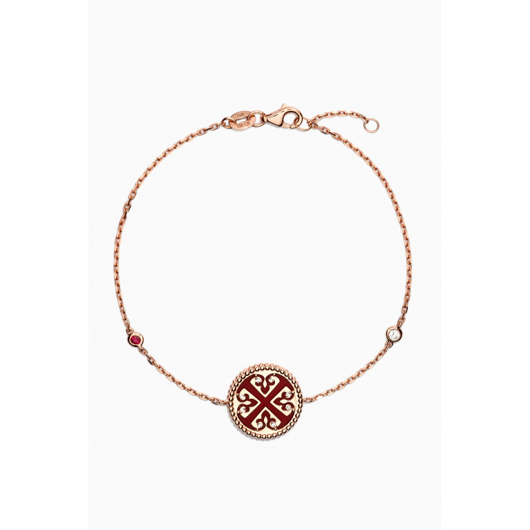 Damas - Lace Medallion Red Carnelian & Diamond Bracelet in 18kt Rose Gold