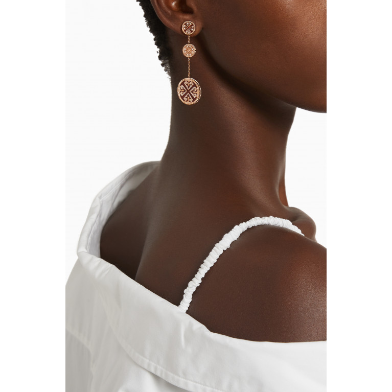 Damas - Lace Red Carnelian Diamond Earrings in 18kt Rose Gold