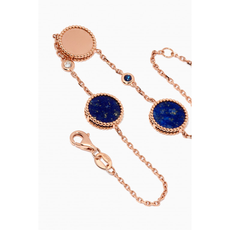 Damas - Lace Triple Medallion Lapiz Lazuli & Diamond Bracelet in 18kt Rose Gold