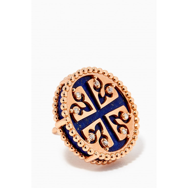 Damas - Lace Lapiz Lazuli Diamond Stud Earrings in 18kt Rose Gold